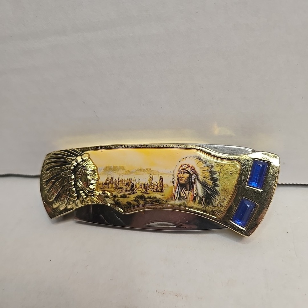 Knife Folding Native American‎ Indian Warrior Used